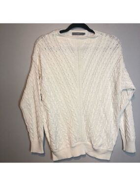B. Young Niki Pullover Cable Knit Oversized Mock Neck Sweater, size XS